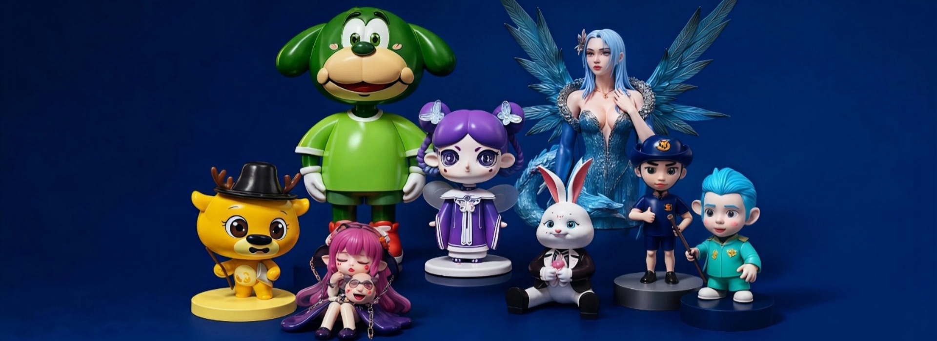 Custom resin figurines on display